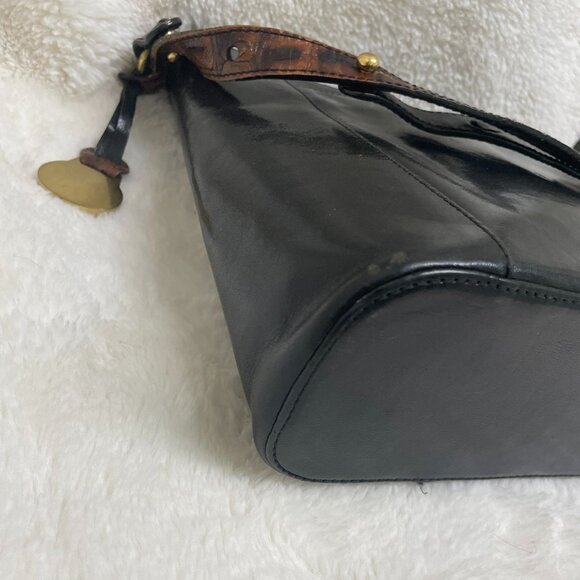 Beautiful Vintage Brahmin Black/Brown Leather Croc Embossed Crossbody - Picture 12 of 14